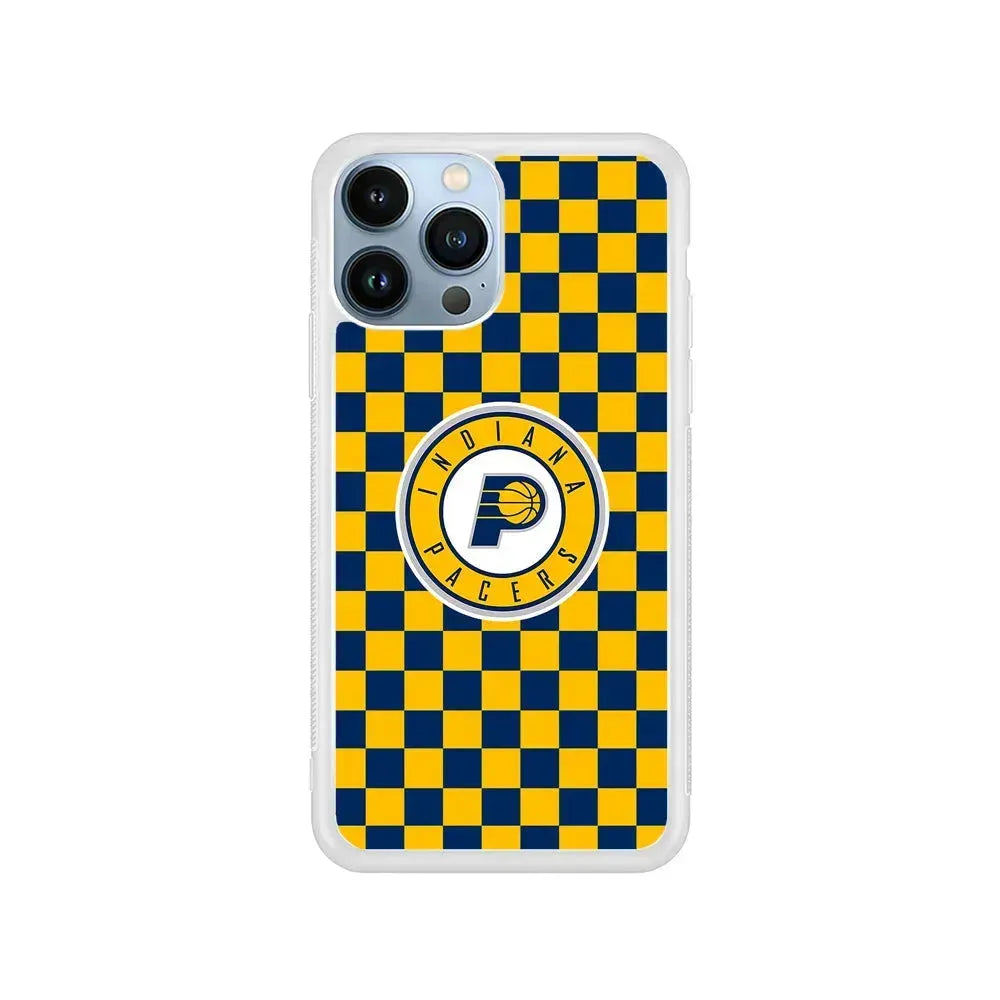 NBA Indiana Pacers Plaid iPhone 15 Pro Max Case-Rubber / White (2D Case)-Xtracase