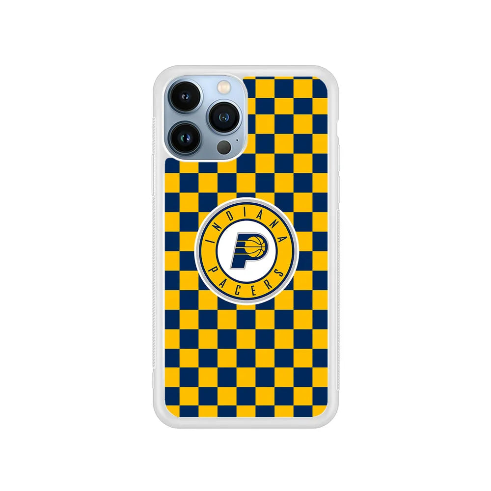 NBA Indiana Pacers Plaid iPhone 13 Pro Case-Rubber / White (2D Case)-Xtracase