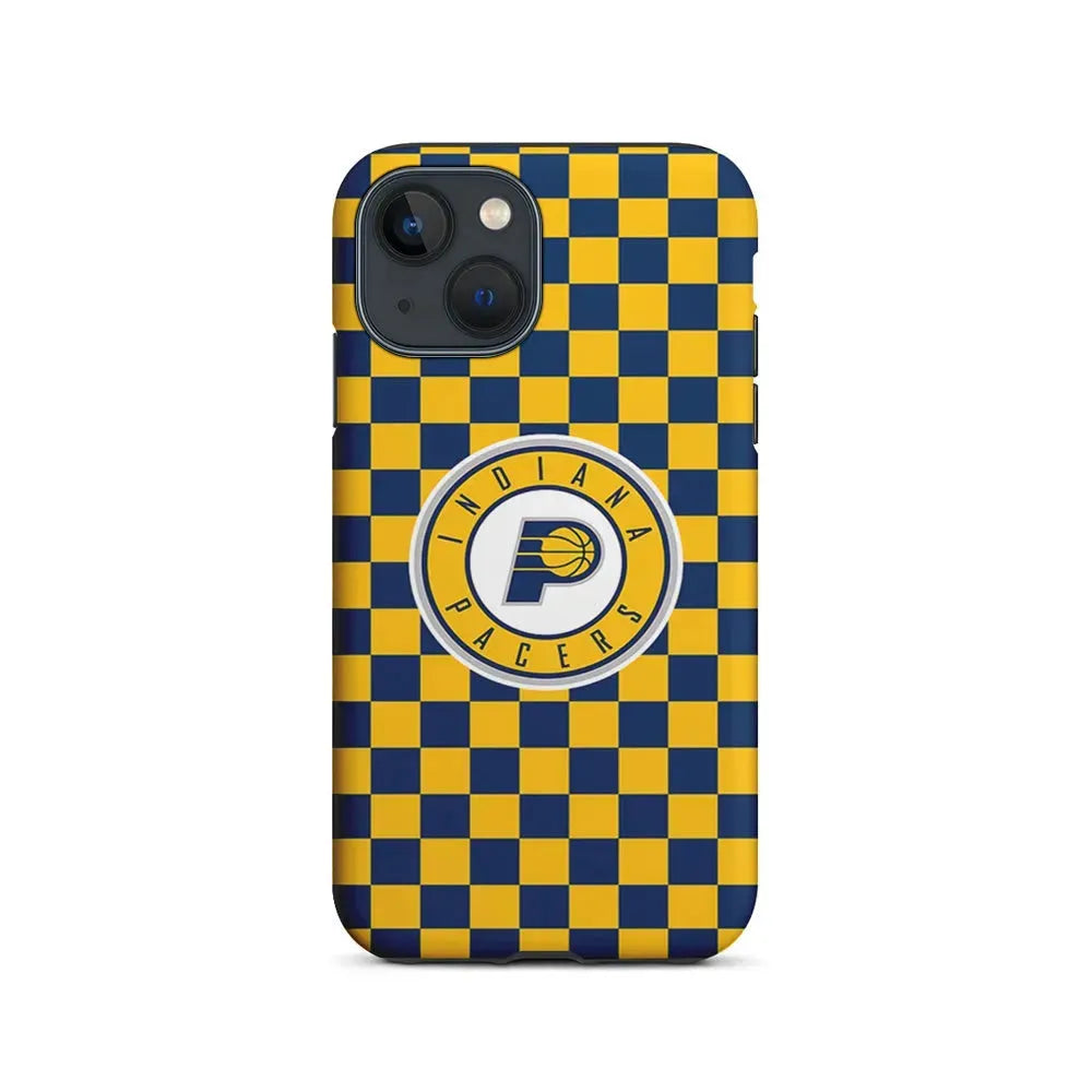 NBA Indiana Pacers Plaid iPhone 13 Mini Case-2 in 1 Tough Case-Xtracase