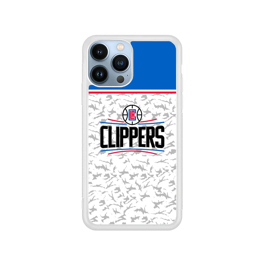 NBA Los Angeles Clippers Logo iPhone 13 Pro Max Case-Rubber / White (2D Case)-Xtracase