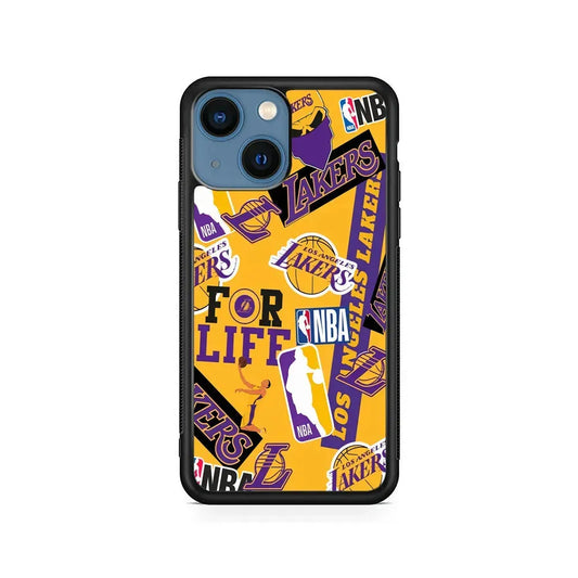 NBA Los Angeles Lakers Pride iPhone 13 Mini Case-Rubber / Black (2D Case)-Xtracase