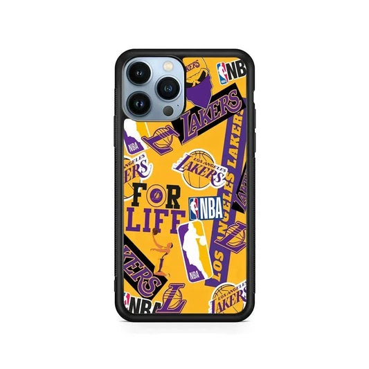 NBA Los Angeles Lakers Pride iPhone 15 Pro Max Case-Rubber / Black (2D Case)-Xtracase