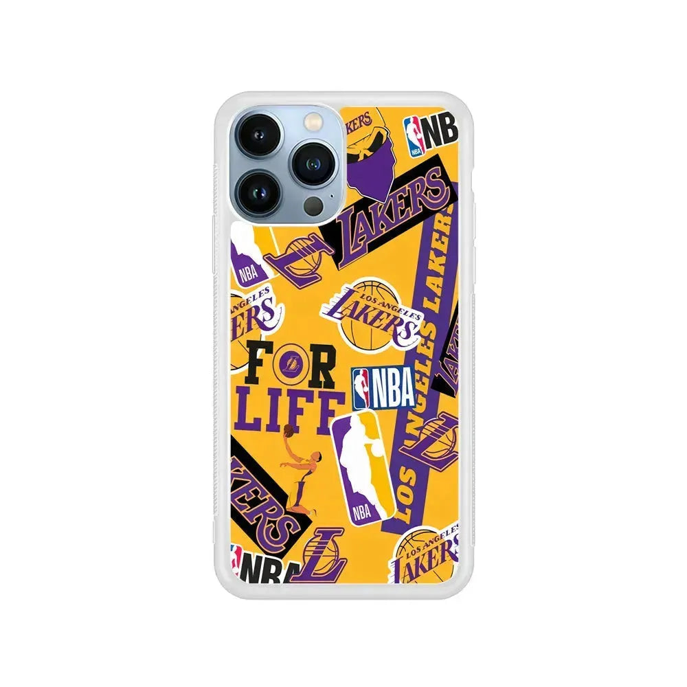 NBA Los Angeles Lakers Pride iPhone 15 Pro Max Case-Rubber / White (2D Case)-Xtracase