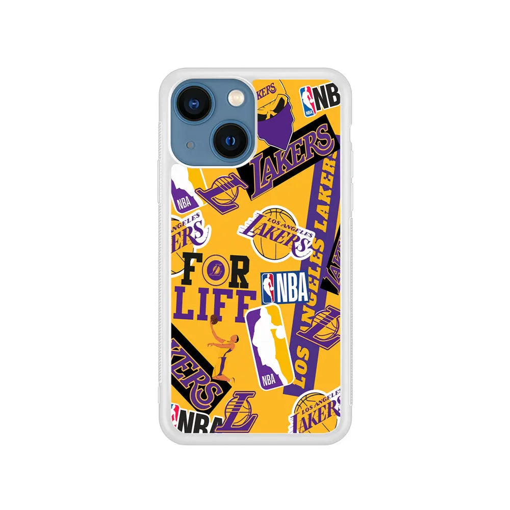 NBA Los Angeles Lakers Pride iPhone 15 Case-Rubber / White (2D Case)-Xtracase