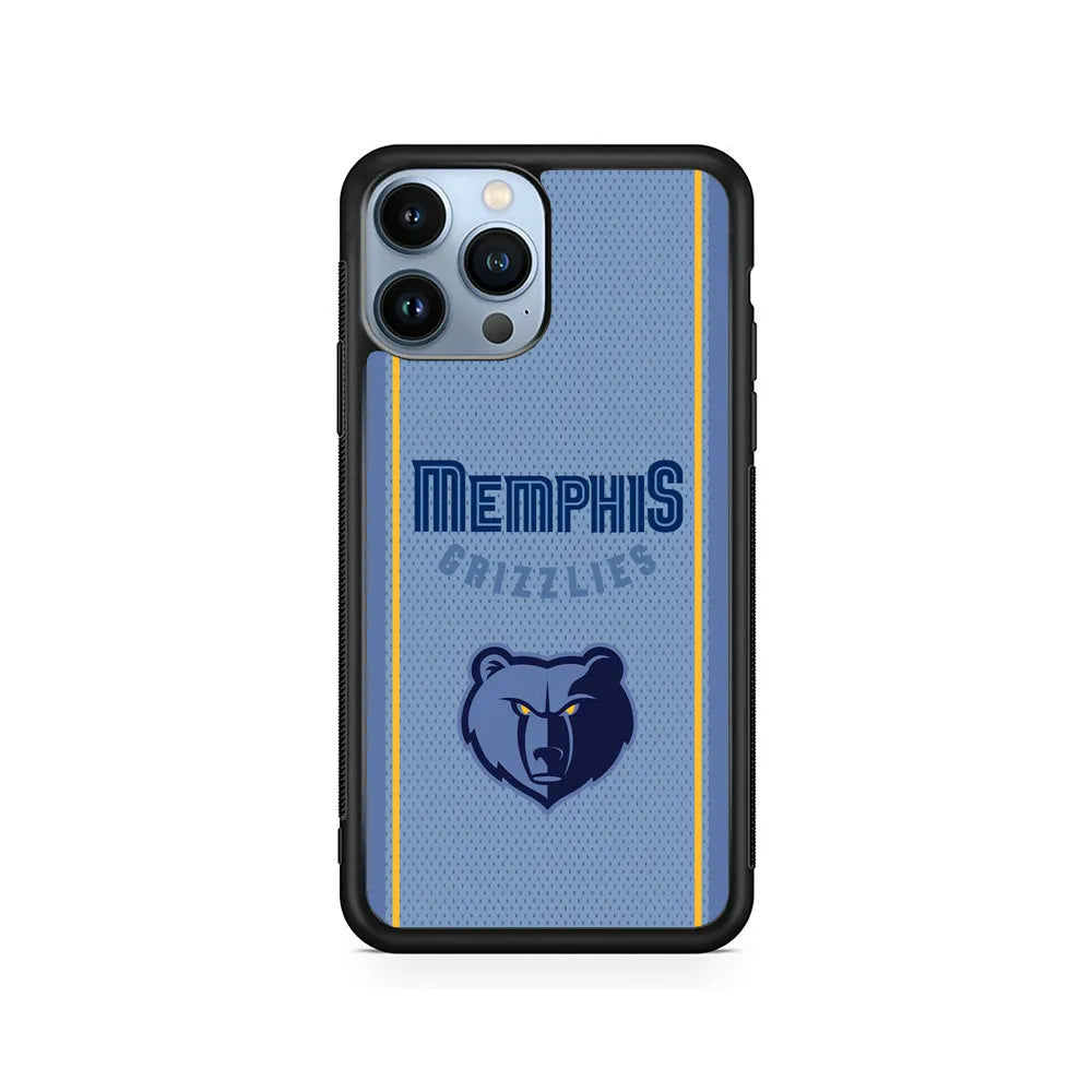 NBA Memphis Grizzlies Jersey iPhone 13 Pro Case-Rubber / Black (2D Case)-Xtracase