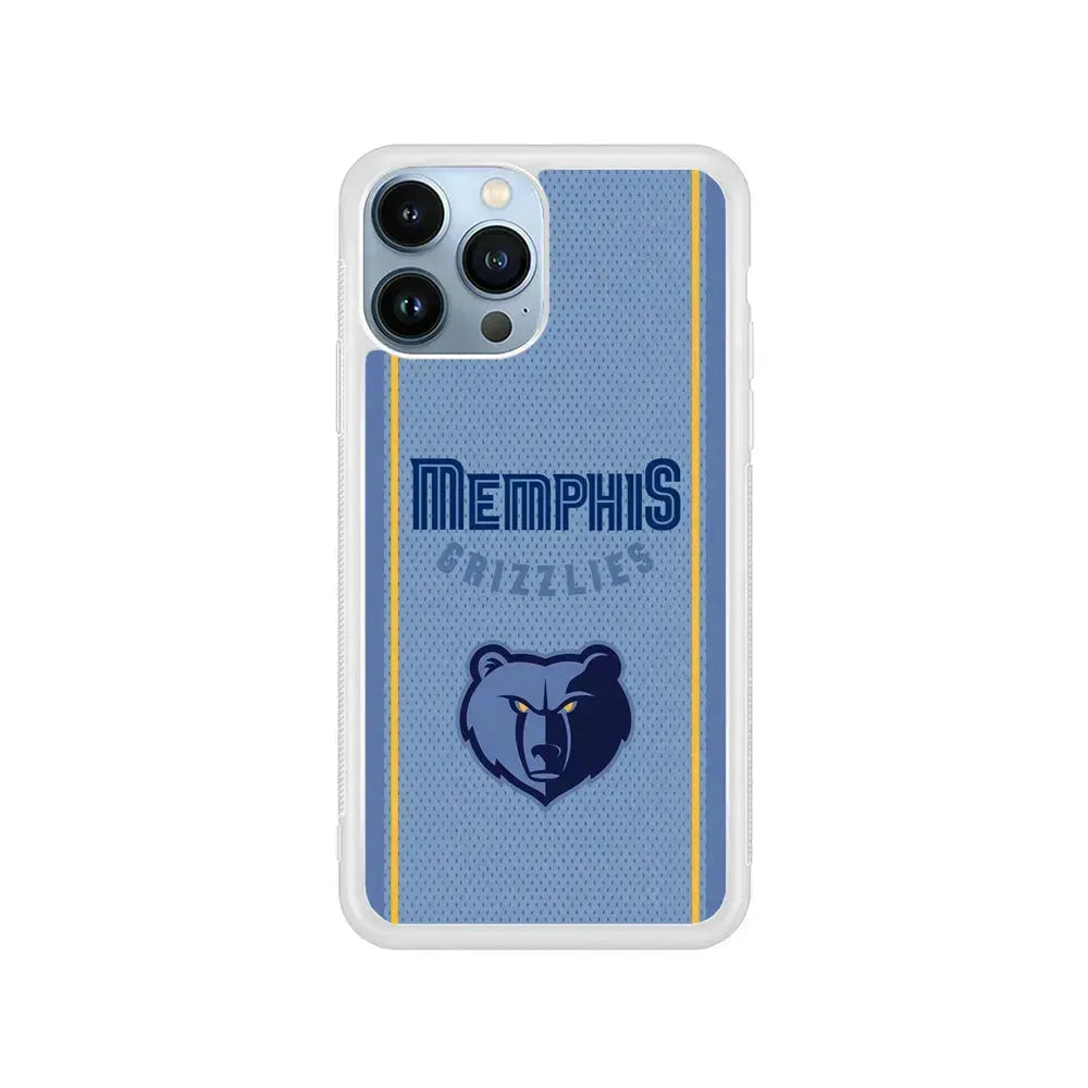 NBA Memphis Grizzlies Jersey iPhone 15 Pro Max Case-Rubber / White (2D Case)-Xtracase