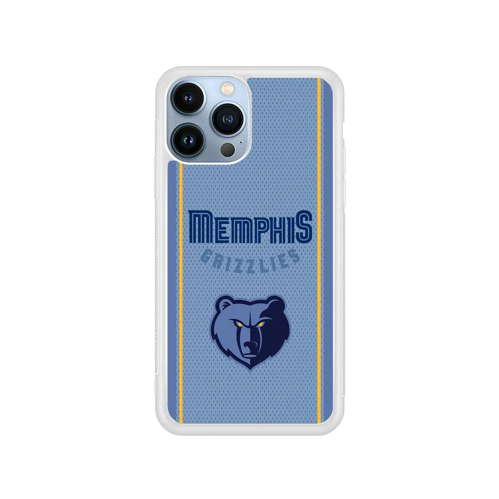 NBA Memphis Grizzlies Jersey iPhone 13 Pro Max Case-Rubber / White (2D Case)-Xtracase