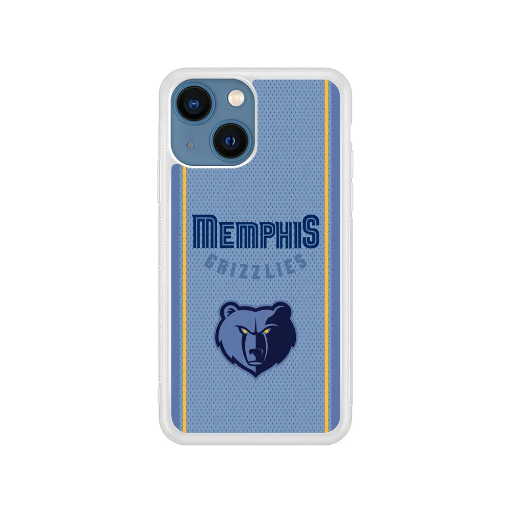NBA Memphis Grizzlies Jersey iPhone 15 Plus Case-Rubber / White (2D Case)-Xtracase