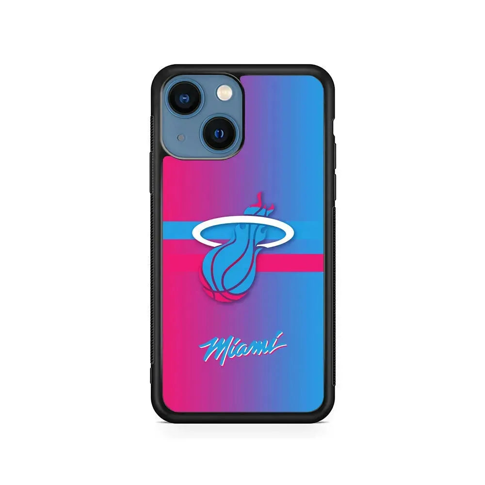 NBA Miami Heat Spectrum iPhone 13 Mini Case-Rubber / Black (2D Case)-Xtracase