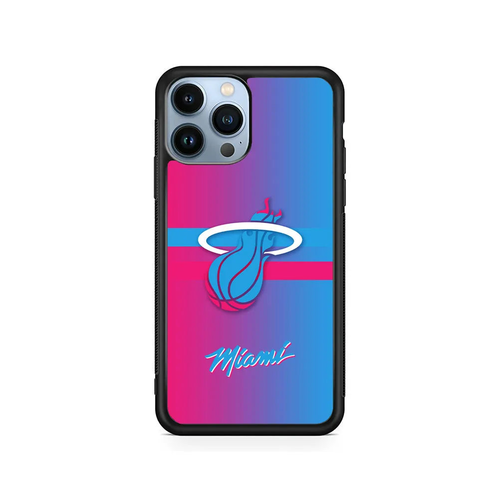 NBA Miami Heat Spectrum iPhone 13 Pro Case-Rubber / Black (2D Case)-Xtracase