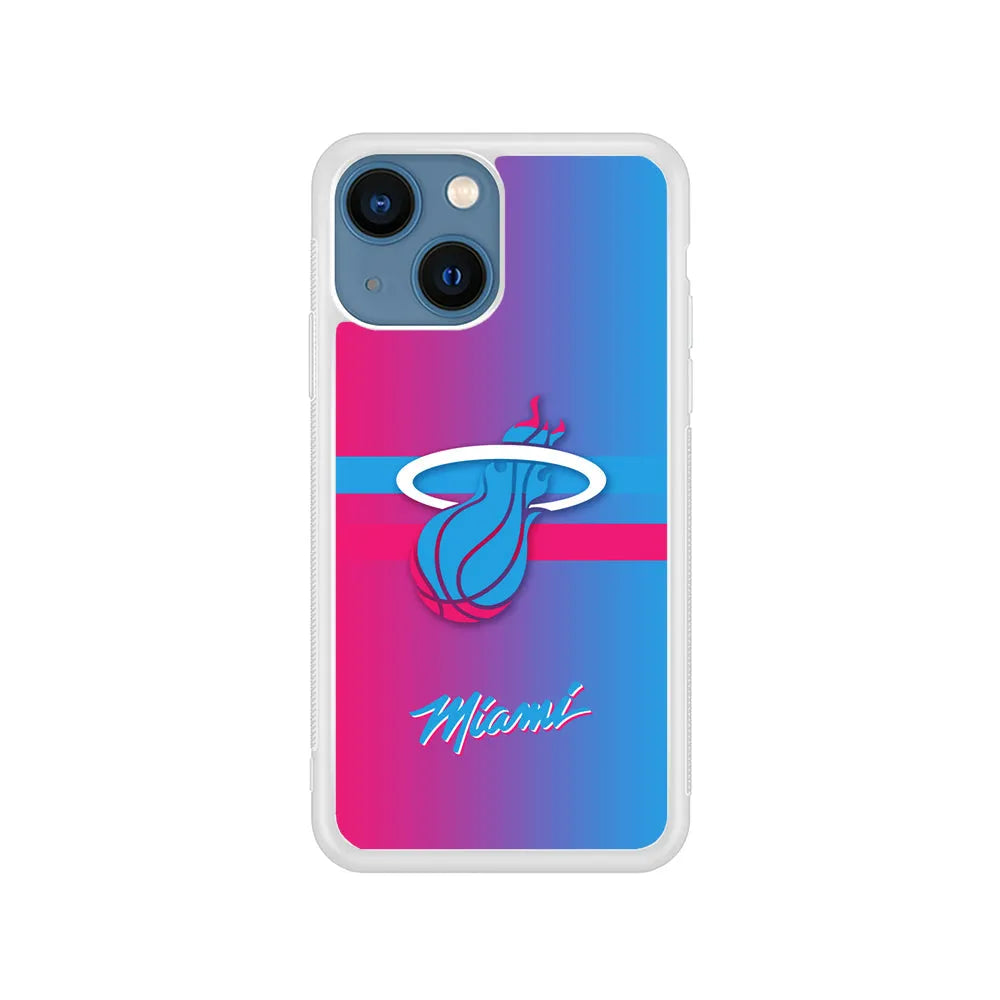 NBA Miami Heat Spectrum iPhone 15 Case-Rubber / White (2D Case)-Xtracase