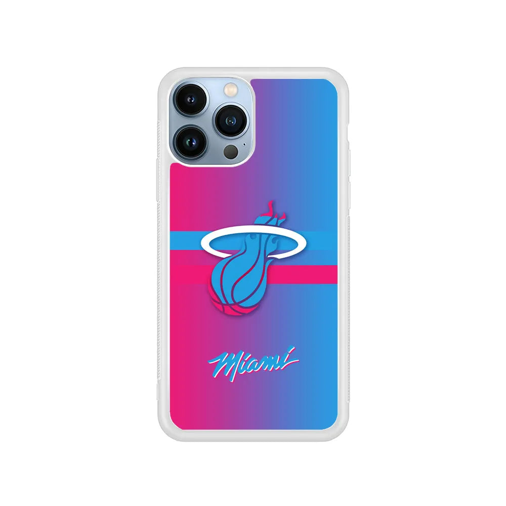 NBA Miami Heat Spectrum iPhone 13 Pro Case-Rubber / White (2D Case)-Xtracase