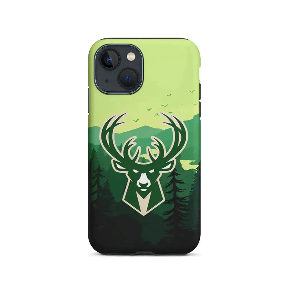 NBA Milwaukee Bucks Forest iPhone 13 Mini Case-2 in 1 Tough Case-Xtracase
