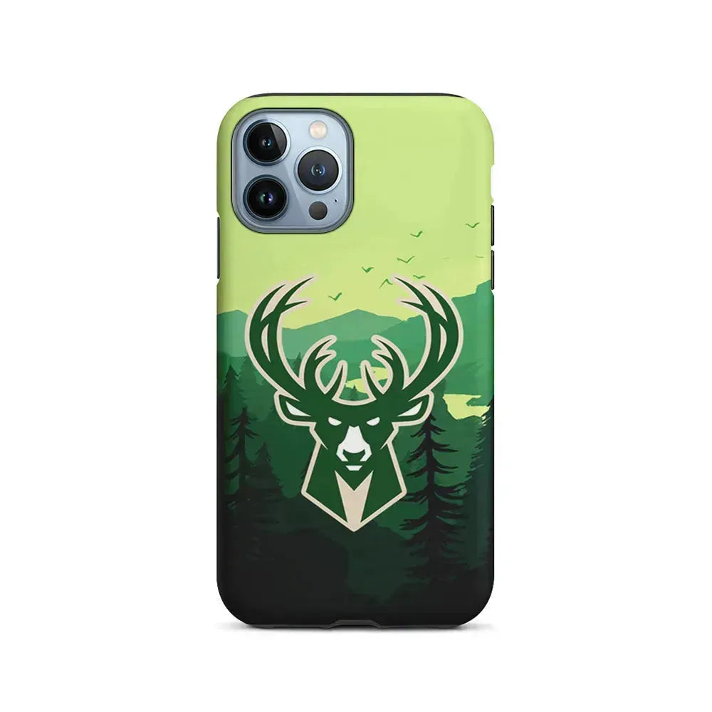NBA Milwaukee Bucks Forest iPhone 15 Pro Max Case-2 in 1 Tough Case-Xtracase
