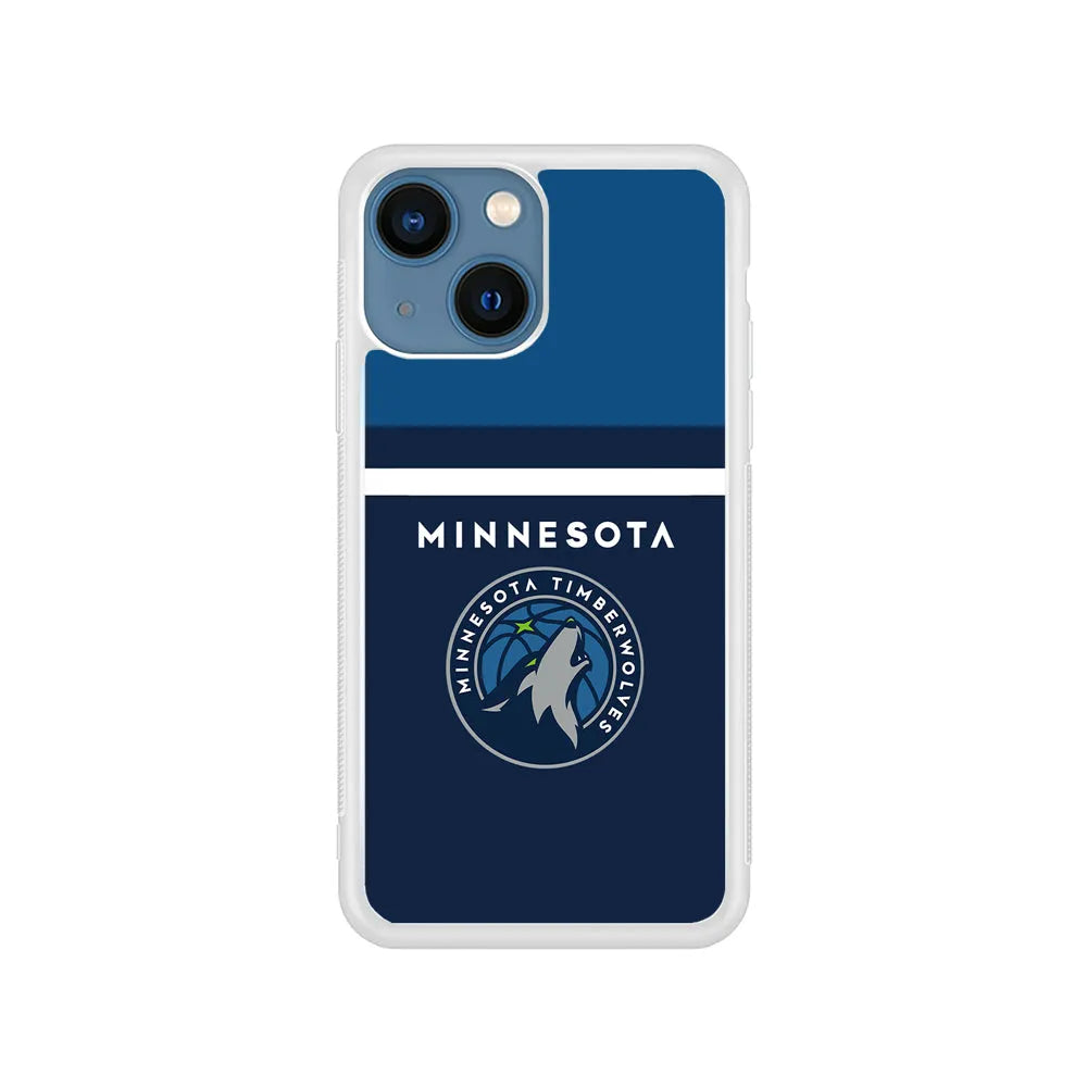 NBA Minnesota Timberwolves Jersey iPhone 15 Case-Rubber / White (2D Case)-Xtracase