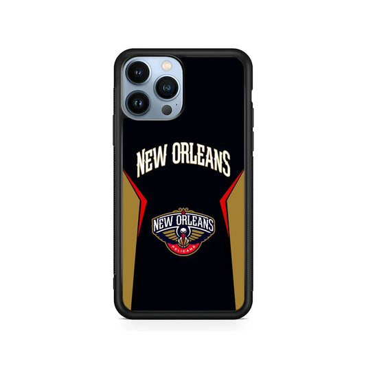 NBA New Orleans Pelicans Jersey iPhone 13 Pro Case-Rubber / Black (2D Case)-Xtracase