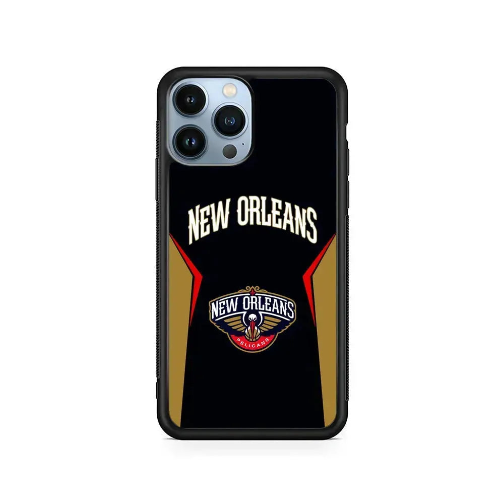 NBA New Orleans Pelicans Jersey iPhone 15 Pro Max Case-Rubber / Black (2D Case)-Xtracase
