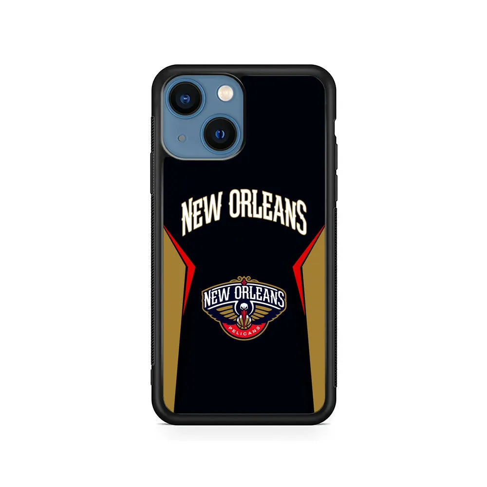 NBA New Orleans Pelicans Jersey iPhone 15 Plus Case-Rubber / Black (2D Case)-Xtracase