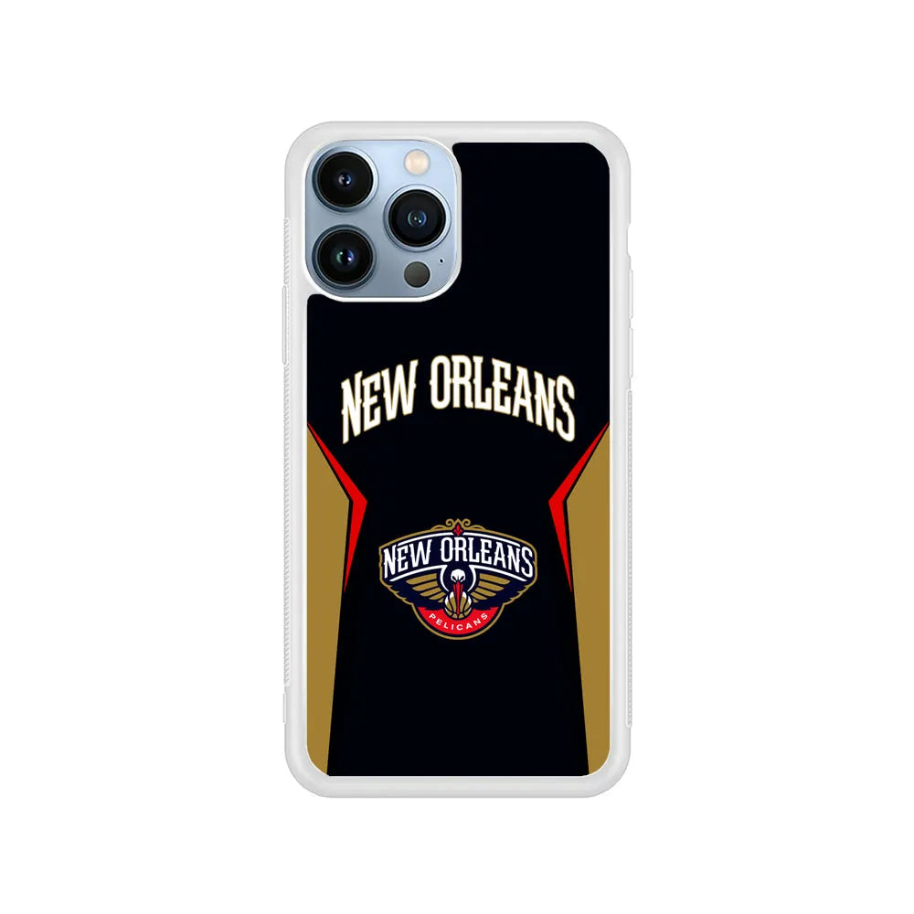 NBA New Orleans Pelicans Jersey iPhone 13 Pro Case-Rubber / White (2D Case)-Xtracase