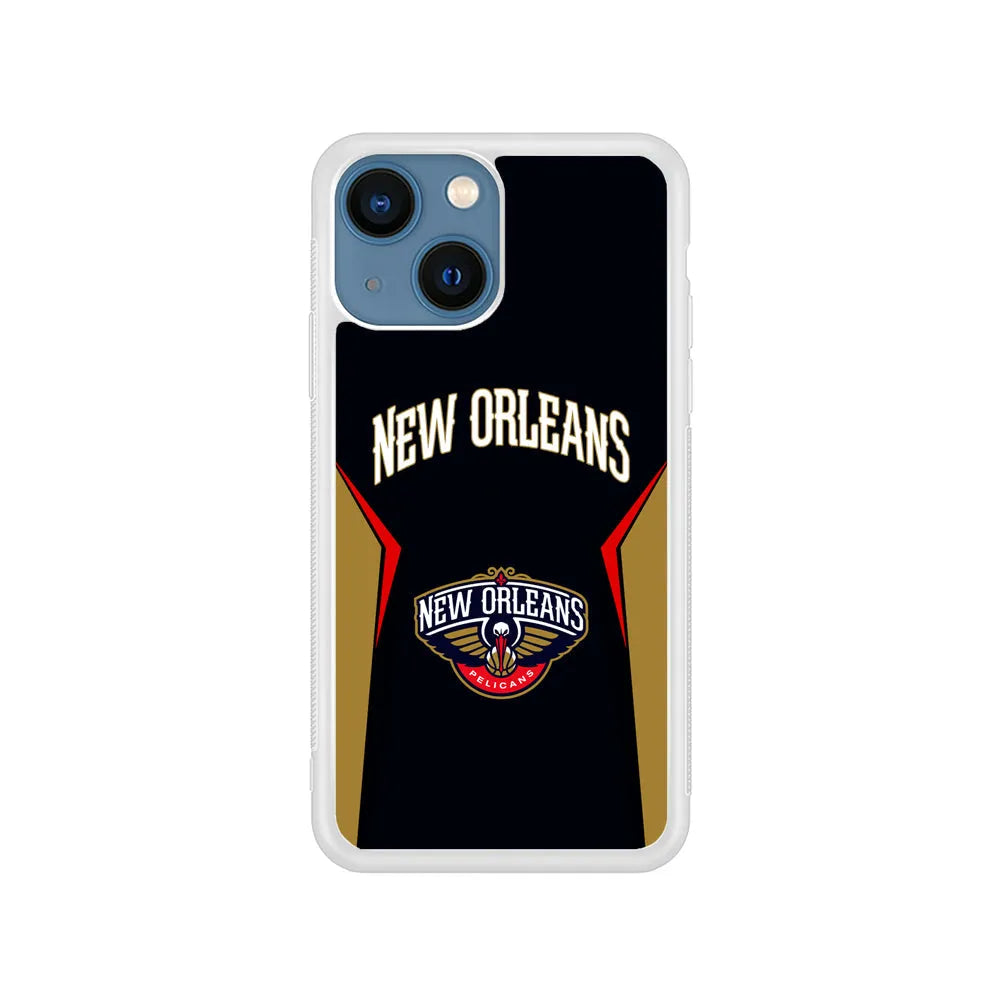 NBA New Orleans Pelicans Jersey iPhone 15 Plus Case-Rubber / White (2D Case)-Xtracase
