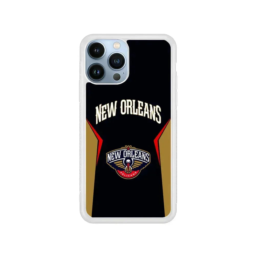 NBA New Orleans Pelicans Jersey iPhone 15 Pro Max Case-Rubber / White (2D Case)-Xtracase