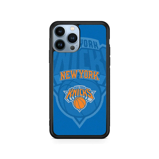 NBA New York Knicks Blue Patern iPhone 13 Pro Case-Rubber / Black (2D Case)-Xtracase