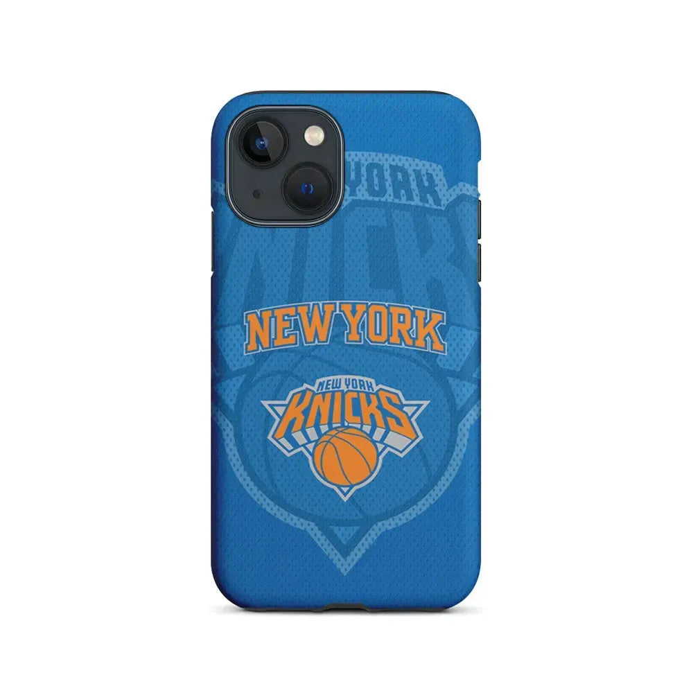 NBA New York Knicks Blue Patern iPhone 13 Mini Case-2 in 1 Tough Case-Xtracase