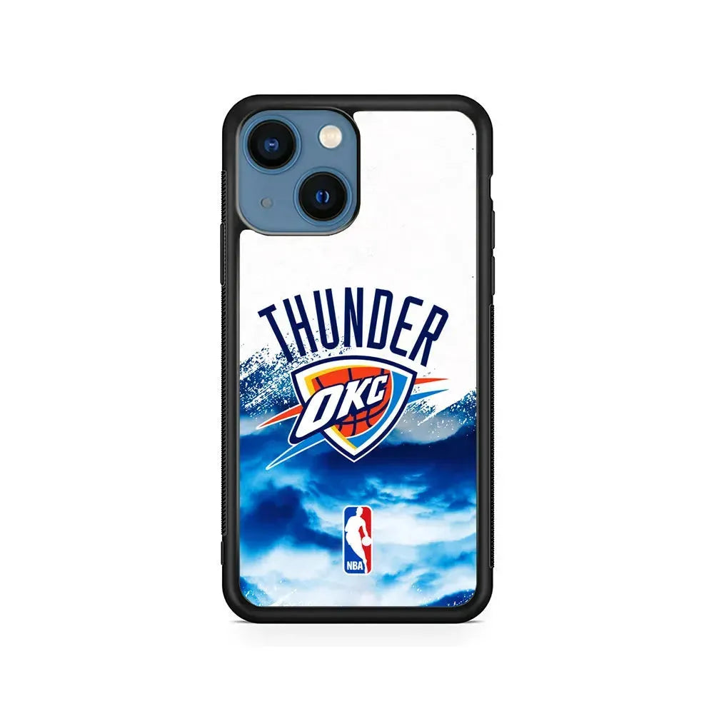 NBA Oklahoma City Thunder Team iPhone 13 Mini Case-Rubber / Black (2D Case)-Xtracase
