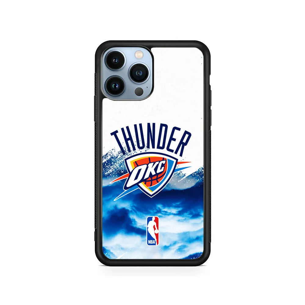 NBA Oklahoma City Thunder Team iPhone 13 Pro Case-Rubber / Black (2D Case)-Xtracase