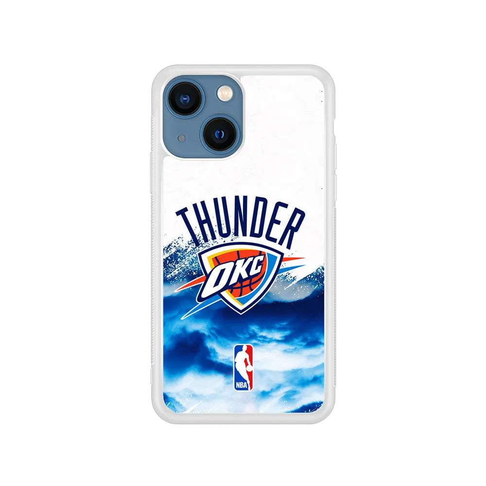 NBA Oklahoma City Thunder Team iPhone 14 Plus Case-Rubber / White (2D Case)-Xtracase