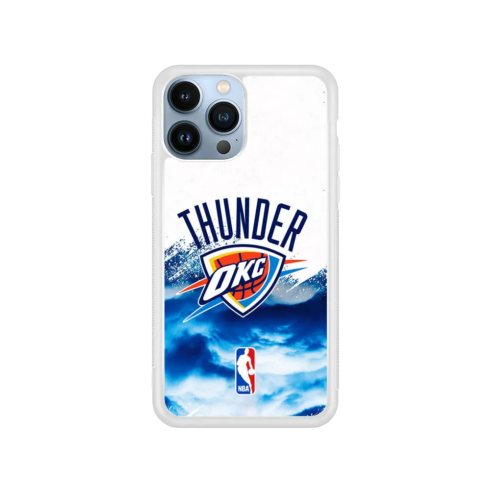 NBA Oklahoma City Thunder Team iPhone 13 Pro Case-Rubber / White (2D Case)-Xtracase