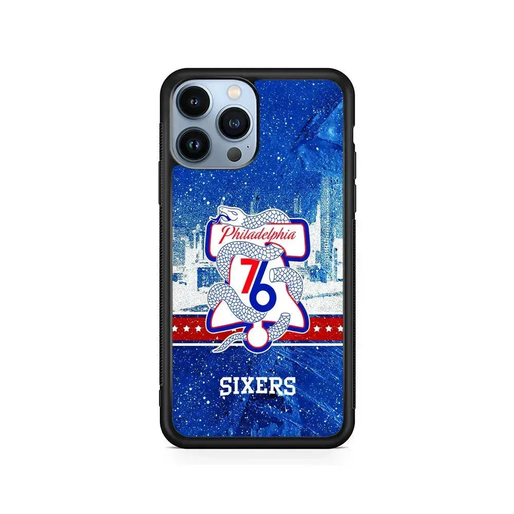 NBA Philadelphia 76ers Sixers iPhone 15 Pro Max Case-Rubber / Black (2D Case)-Xtracase