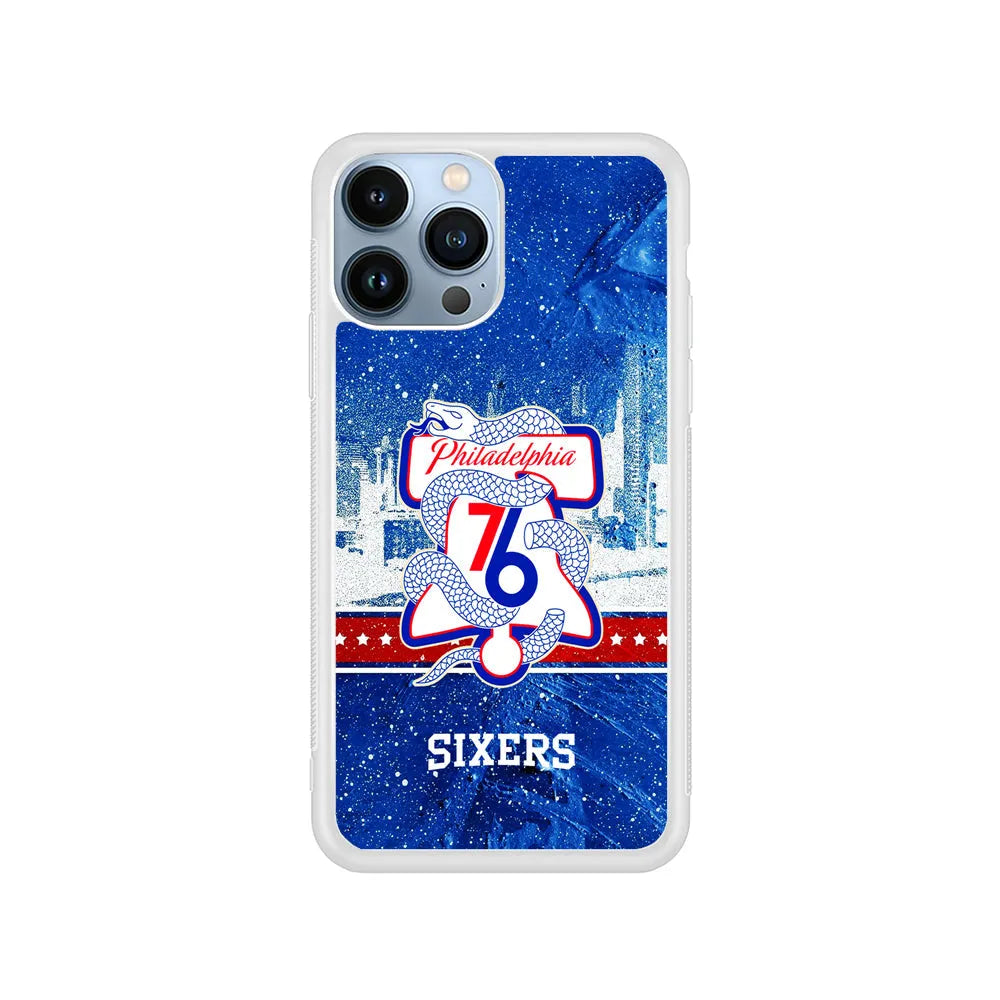 NBA Philadelphia 76ers Sixers iPhone 13 Pro Case-Rubber / White (2D Case)-Xtracase