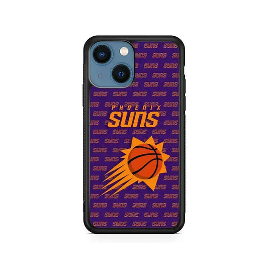 NBA Phoenix Suns Pattern iPhone 13 Mini Case-Rubber / Black (2D Case)-Xtracase