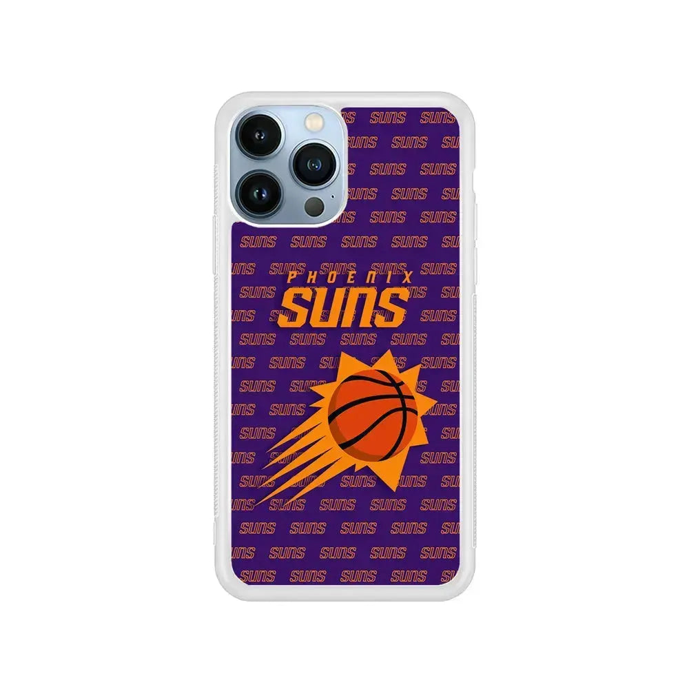 NBA Phoenix Suns Pattern iPhone 15 Pro Max Case-Rubber / White (2D Case)-Xtracase