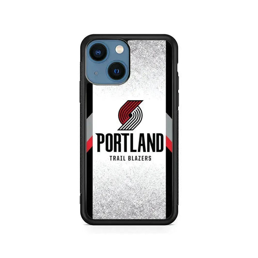 NBA Portland Trail Blazers Silver iPhone 13 Mini Case-Rubber / Black (2D Case)-Xtracase