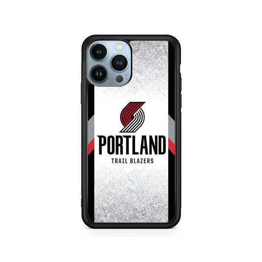 NBA Portland Trail Blazers Silver iPhone 15 Pro Max Case-Rubber / Black (2D Case)-Xtracase