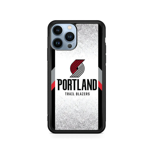 NBA Portland Trail Blazers Silver iPhone 13 Pro Max Case-Rubber / Black (2D Case)-Xtracase