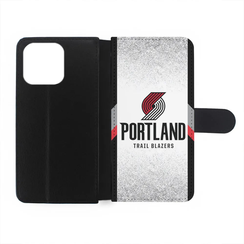 NBA Portland Trail Blazers Silver iPhone 13 Pro Case-Flip Wallet Case-Xtracase