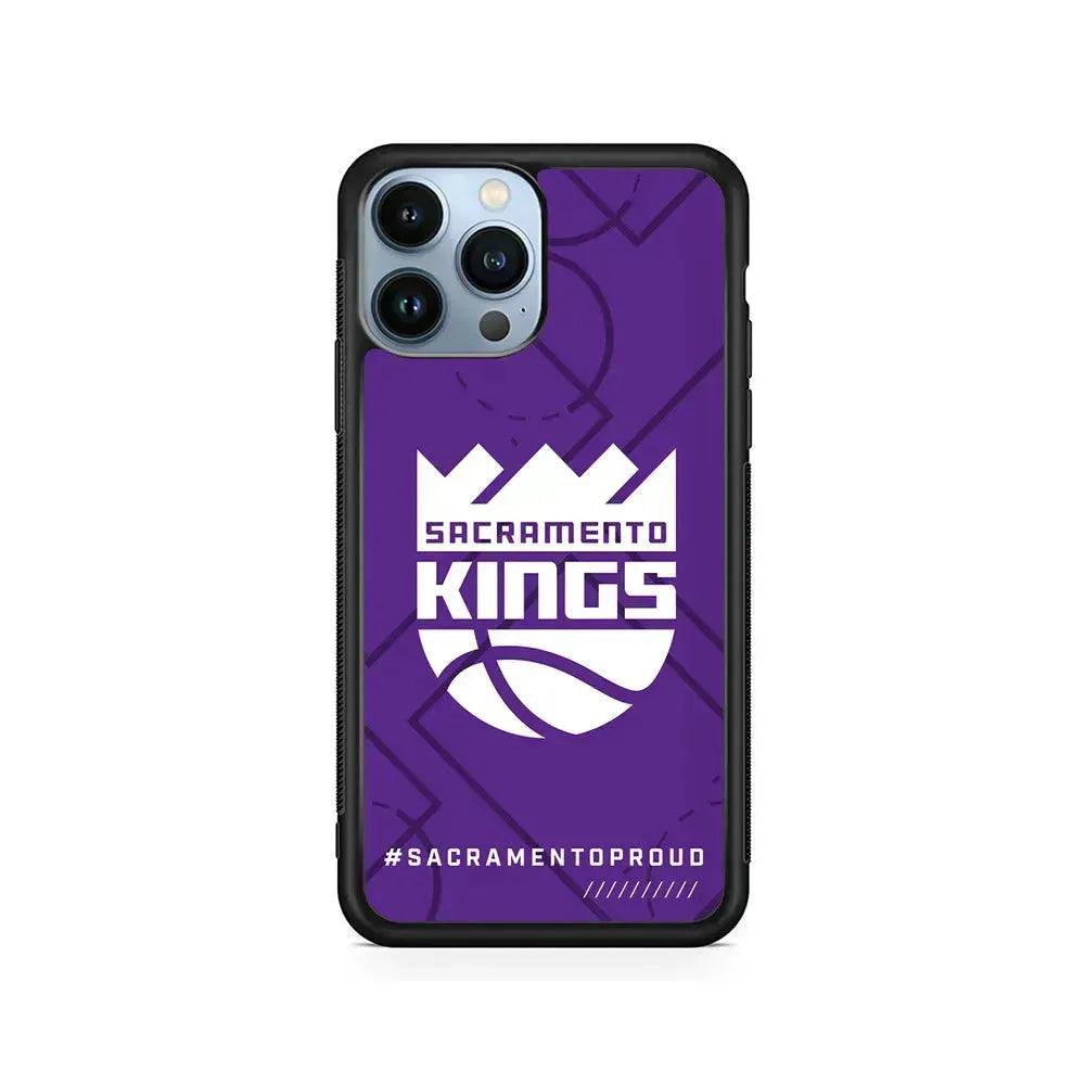 NBA Sacramento Kings Proud iPhone 15 Pro Max Case-Rubber / Black (2D Case)-Xtracase