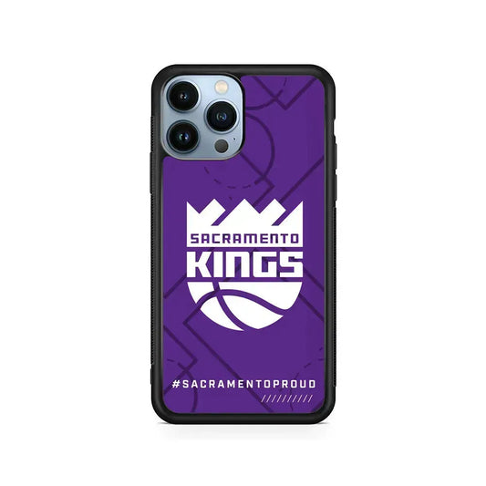 NBA Sacramento Kings Proud iPhone 15 Pro Max Case-Rubber / Black (2D Case)-Xtracase