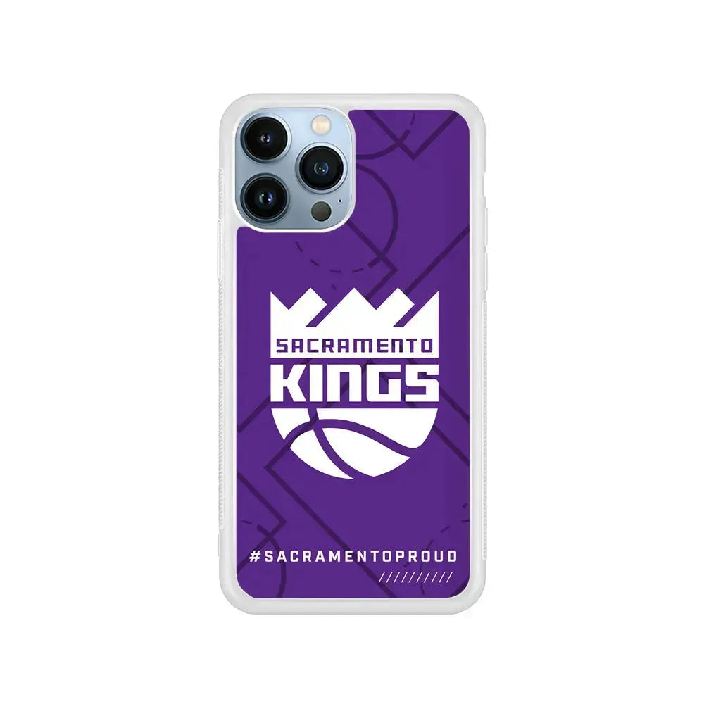 NBA Sacramento Kings Proud iPhone 15 Pro Max Case-Rubber / White (2D Case)-Xtracase