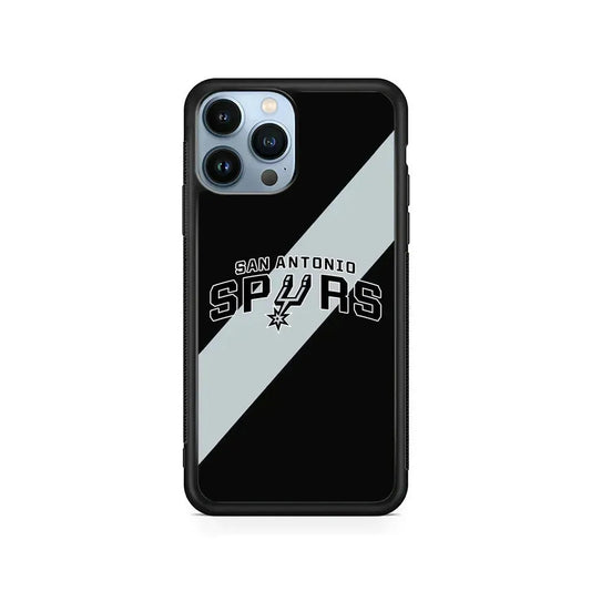 NBA San Antonio Spurs Stripe iPhone 15 Pro Max Case-Rubber / Black (2D Case)-Xtracase