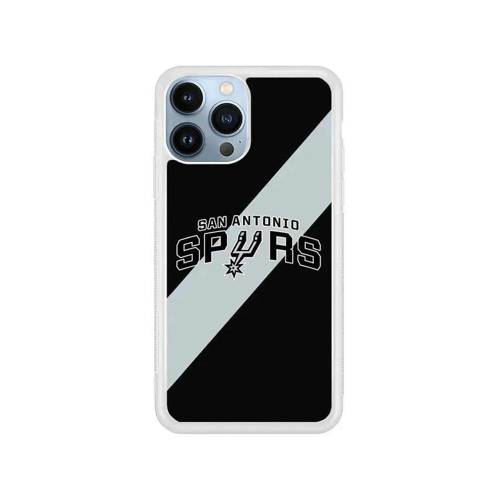 NBA San Antonio Spurs Stripe iPhone 15 Pro Max Case-Rubber / White (2D Case)-Xtracase