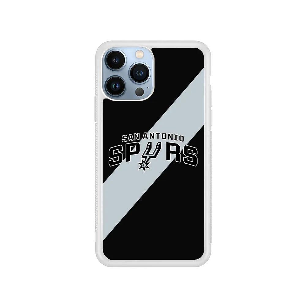 NBA San Antonio Spurs Stripe iPhone 13 Pro Case-Rubber / White (2D Case)-Xtracase