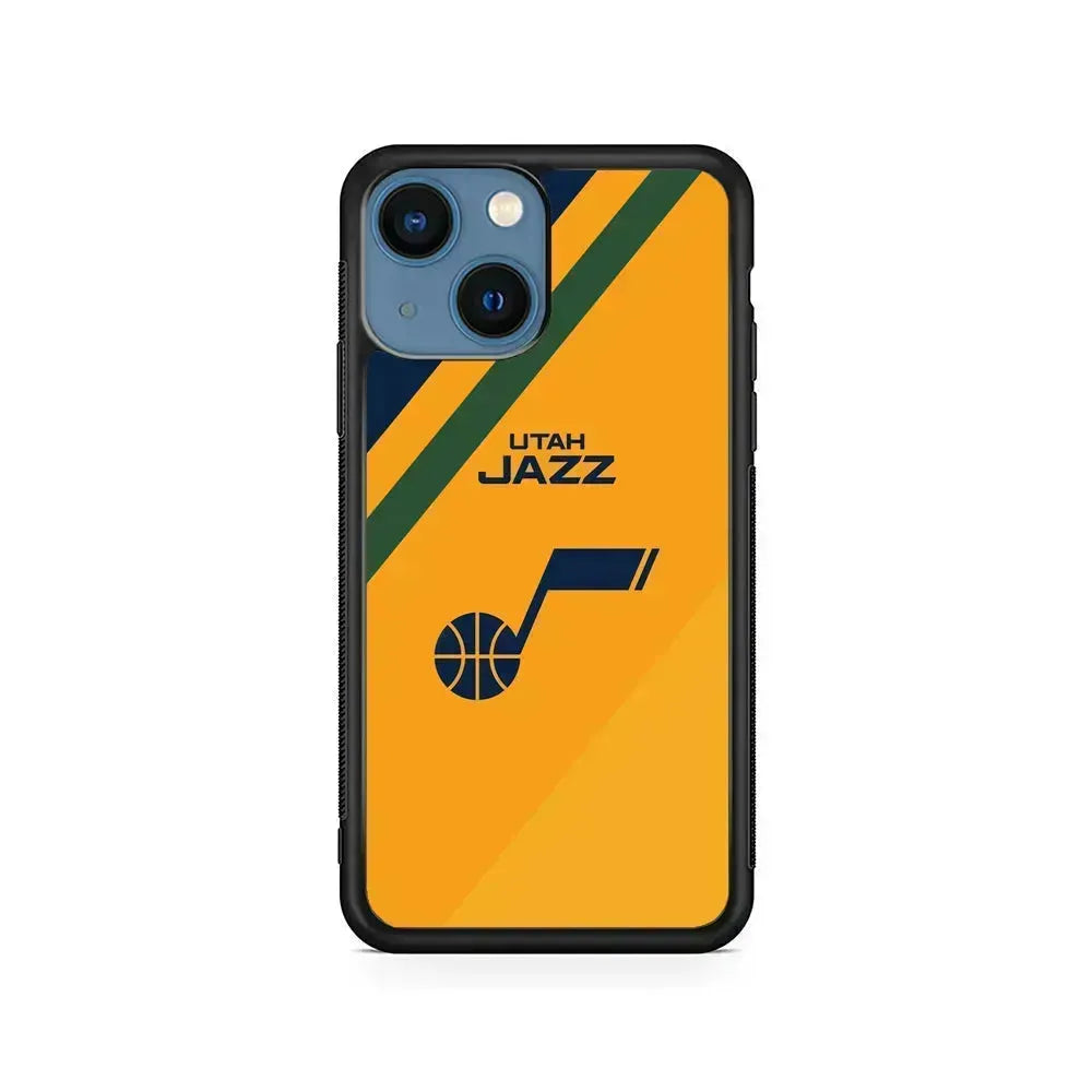NBA Utah Jazz Logo iPhone 13 Mini Case-Rubber / Black (2D Case)-Xtracase