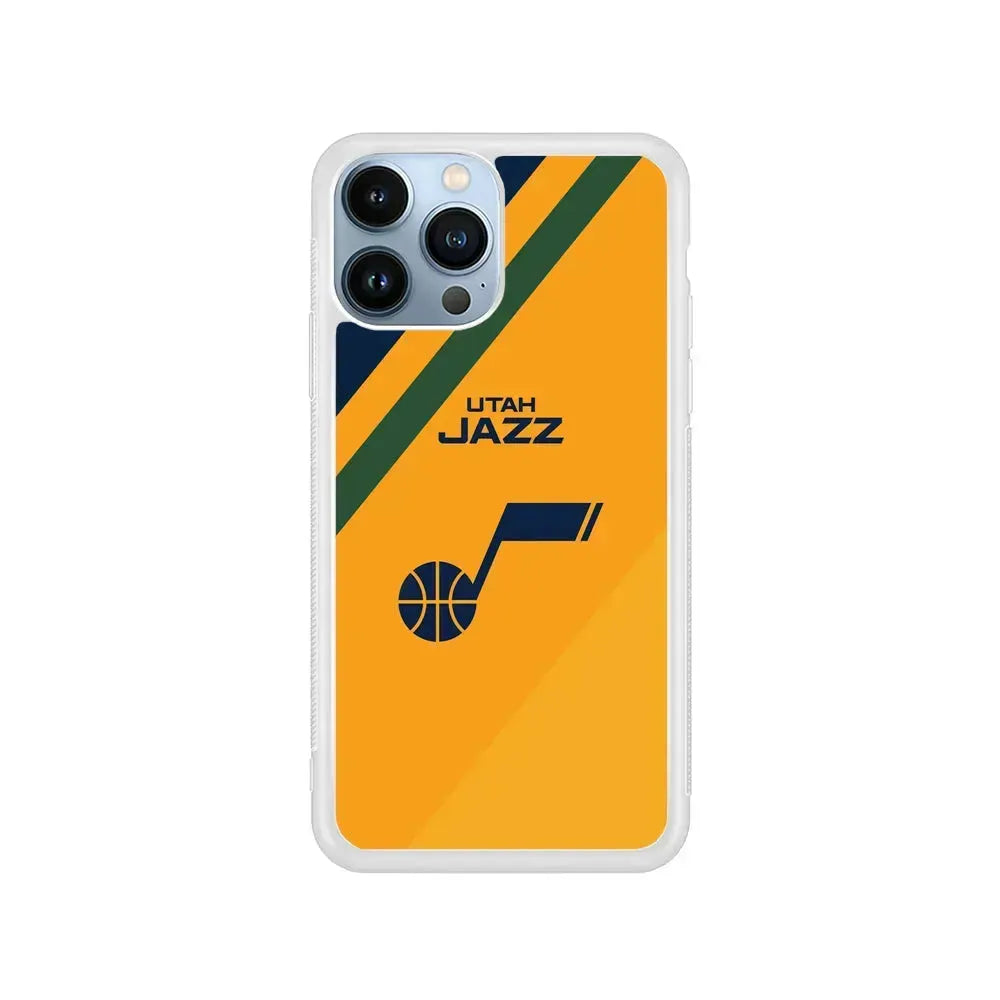 NBA Utah Jazz Logo iPhone 15 Pro Max Case-Rubber / White (2D Case)-Xtracase