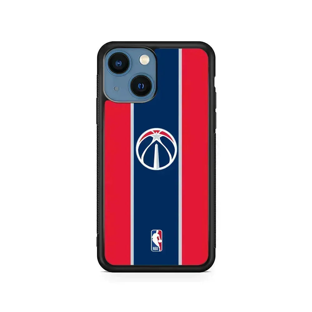 NBA Washington Wizards Stripe iPhone 13 Mini Case-Rubber / Black (2D Case)-Xtracase