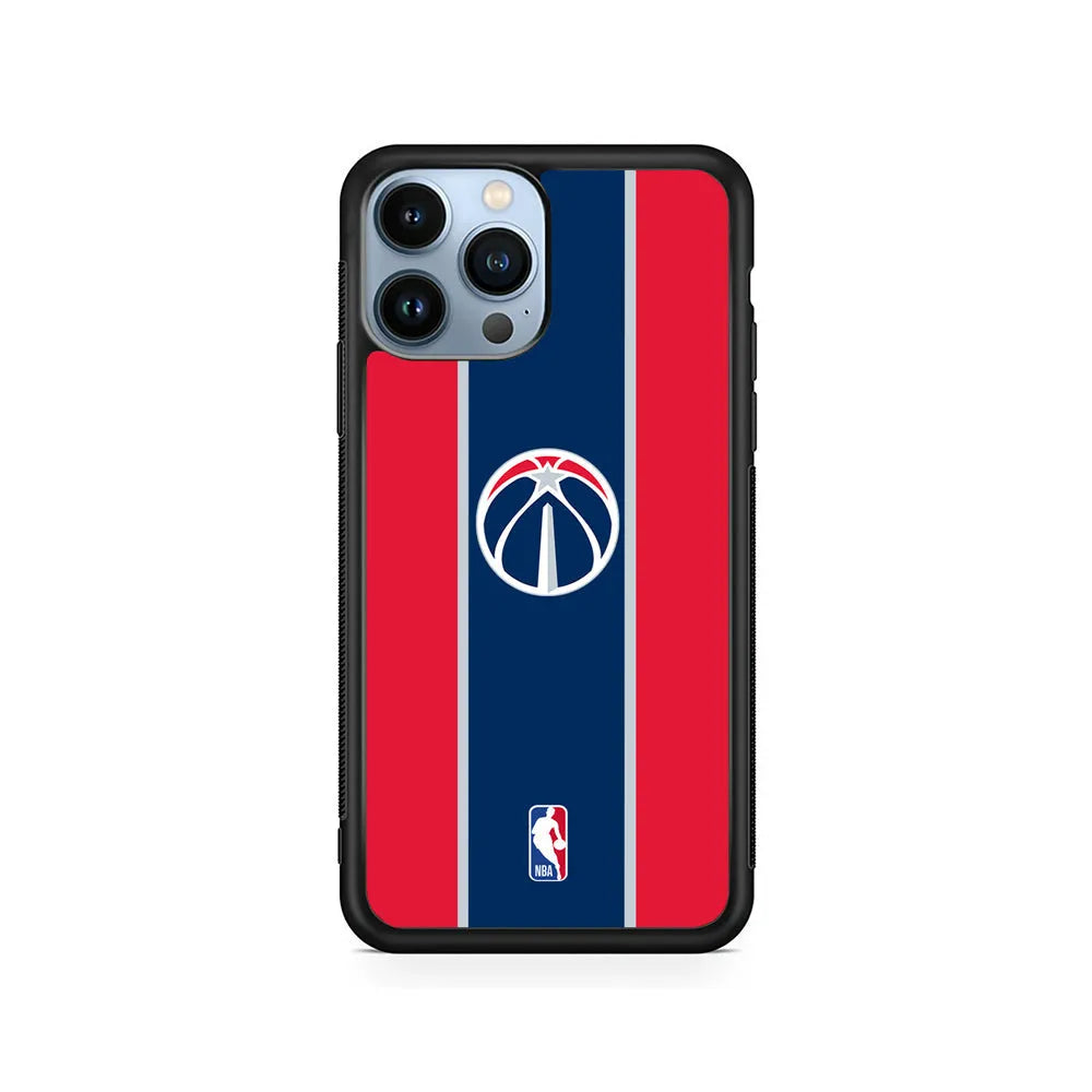 NBA Washington Wizards Stripe iPhone 13 Pro Max Case-Rubber / Black (2D Case)-Xtracase