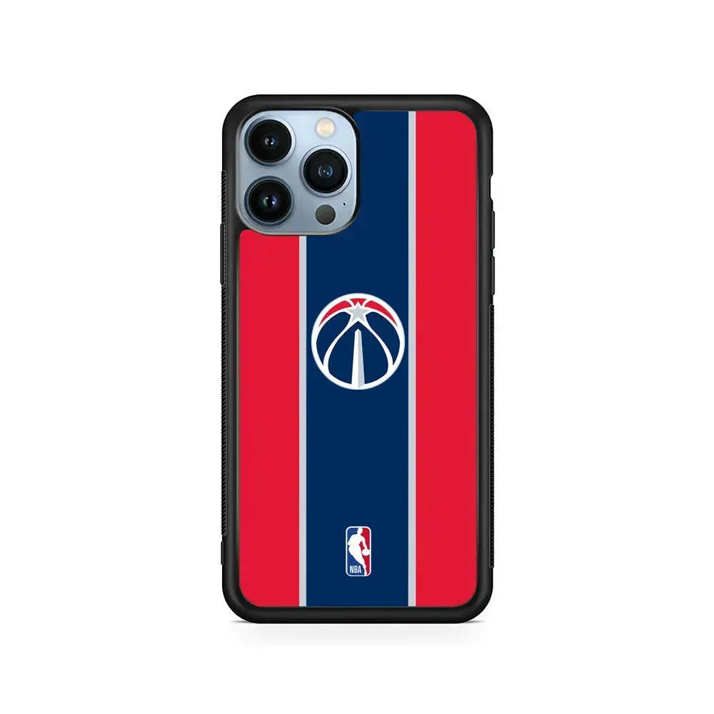 NBA Washington Wizards Stripe iPhone 15 Pro Max Case-Rubber / Black (2D Case)-Xtracase